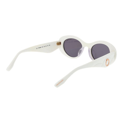 Trussardi Women’s Sunglasses – White Oval Frame, Purple Lenses