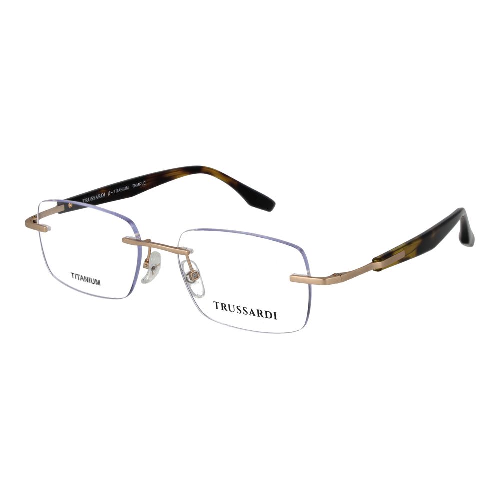 Trussardi Men’s Optical Glasses – Gold Rimless Frames, 54mm