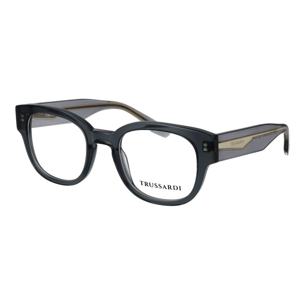 Trussardi Unisex Gray Acetate Glasses – Panto Full-Rim Frames