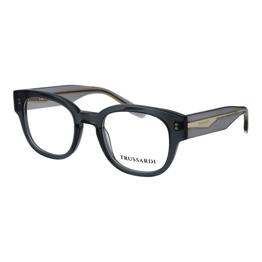 Trussardi Unisex Gray Acetate Glasses – Panto Full-Rim Frames