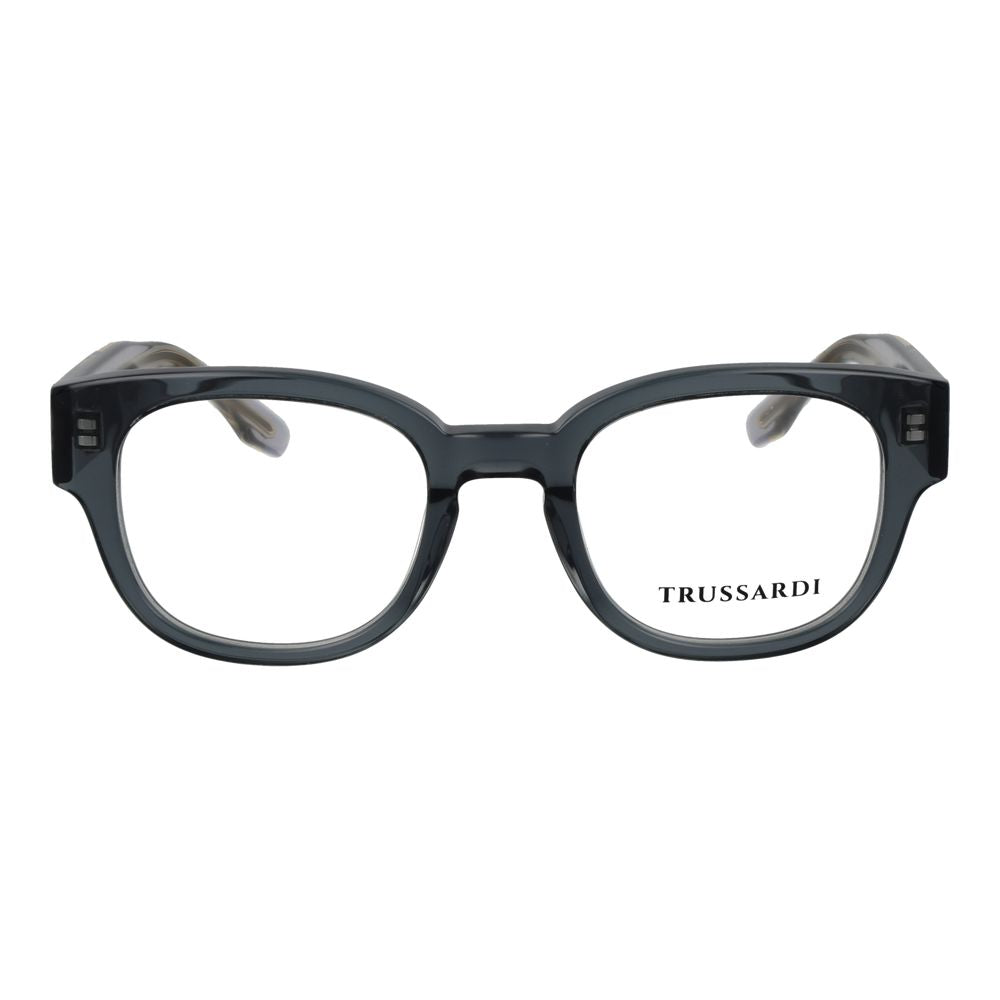 Trussardi Unisex Gray Acetate Glasses – Panto Full-Rim Frames