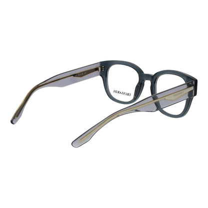 Trussardi Unisex Gray Acetate Glasses – Panto Full-Rim Frames