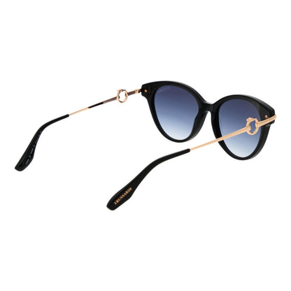 Trussardi Women’s Sunglasses – Black Butterfly Frame, Blue Gradient Lenses