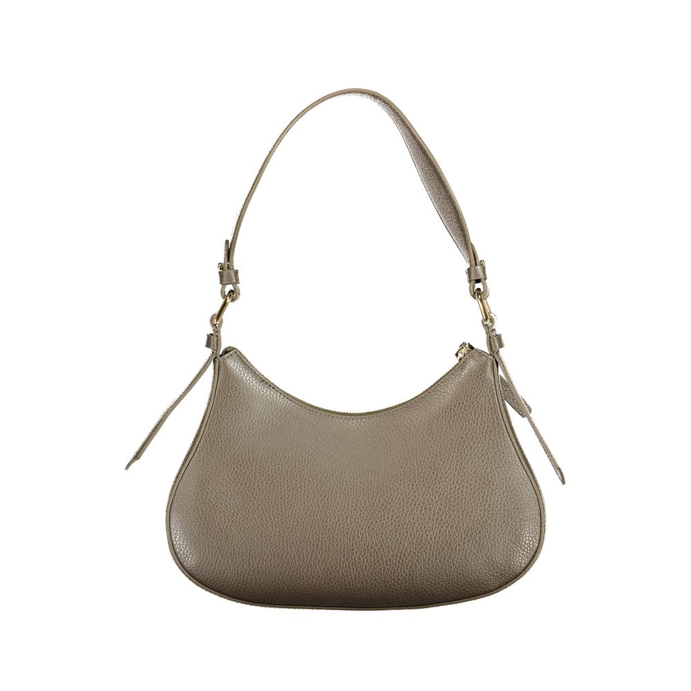 Coccinelle Brown Leather MAVERY Pocket Bag with Shoulder Handle and External Pockets