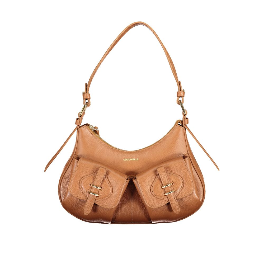 Coccinelle Brown Leather Handbag - MAVERY Pocket Bag