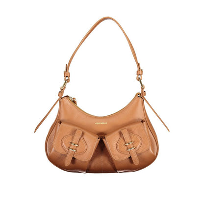 Coccinelle Brown Leather Handbag - MAVERY Pocket Bag