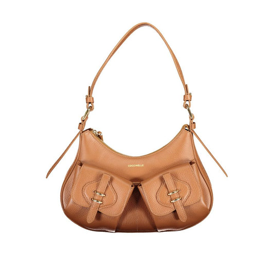 Coccinelle Brown Leather Handbag - MAVERY Pocket Bag