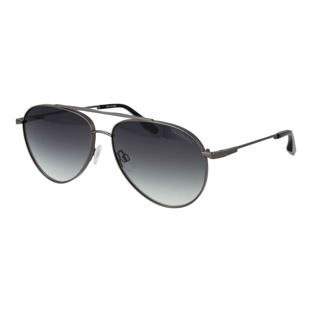 Trussardi Men’s Sunglasses – Gunmetal Aviator Frame, Purple Gradient Lenses