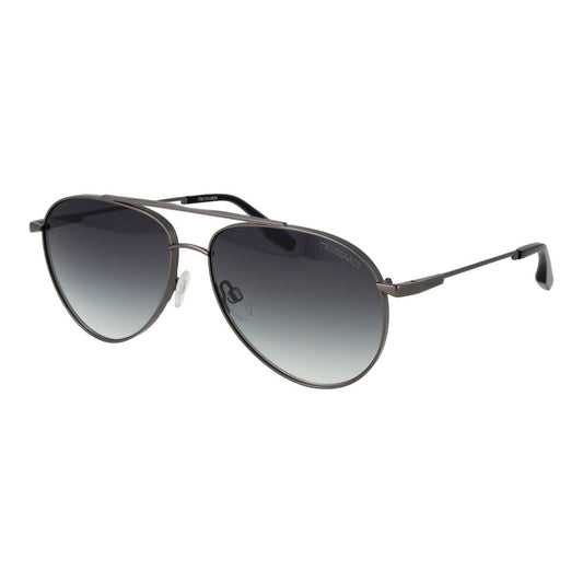 Trussardi Men’s Sunglasses – Gunmetal Aviator Frame, Purple Gradient Lenses