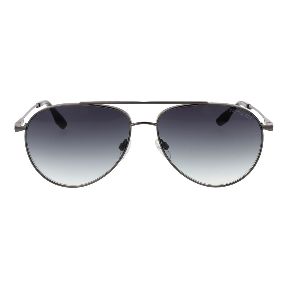 Trussardi Men’s Sunglasses – Gunmetal Aviator Frame, Purple Gradient Lenses