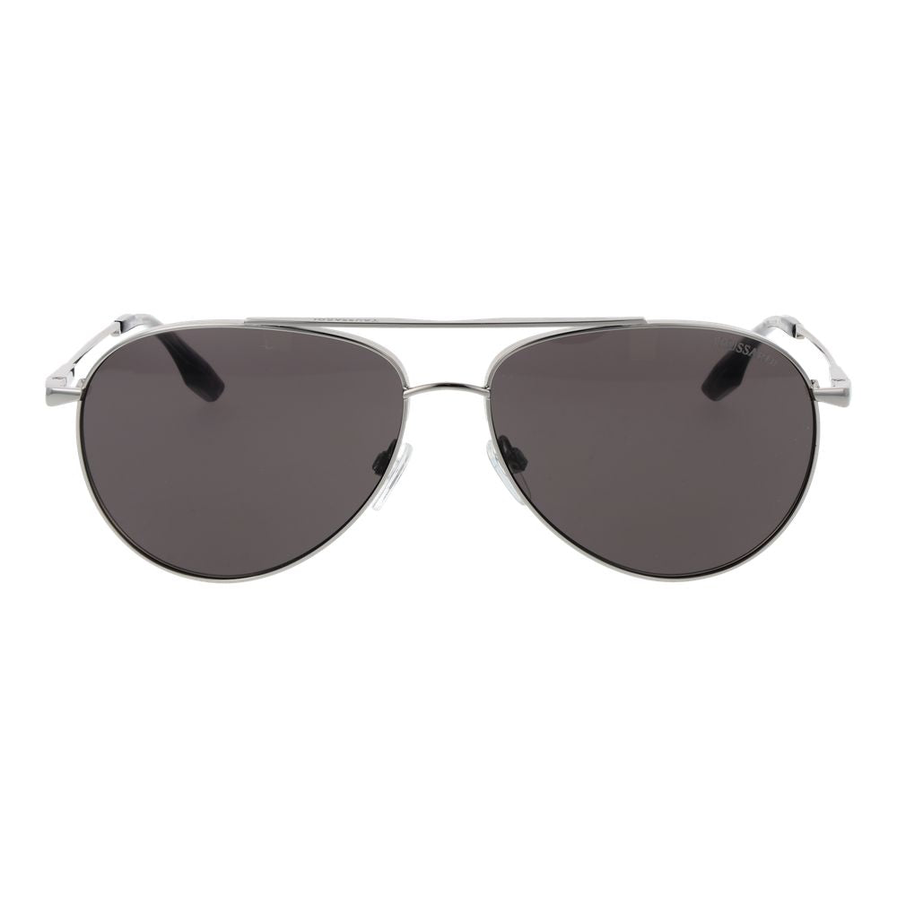 Trussardi Men’s Sunglasses – Silver Aviator Frame, Grey Lenses