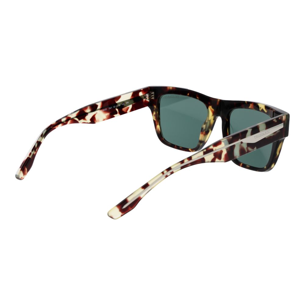 Trussardi Unisex Sunglasses – Brown Square Frame, Turquoise Lenses