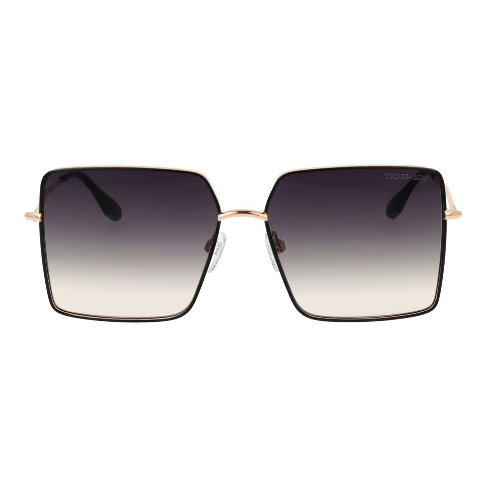 Trussardi Women’s Sunglasses – Black Square Frame, Purple Gradient Lenses