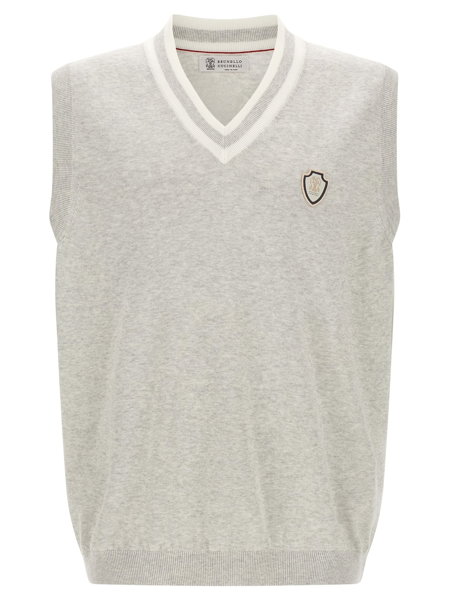 Brunello Cucinelli Gray Cotton Sleeveless Sweater