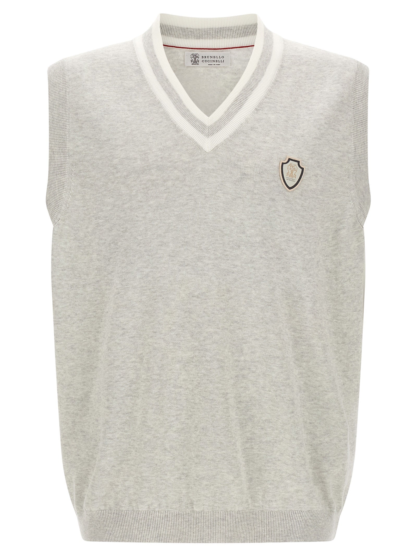 Brunello Cucinelli Gray Cotton Sleeveless Sweater