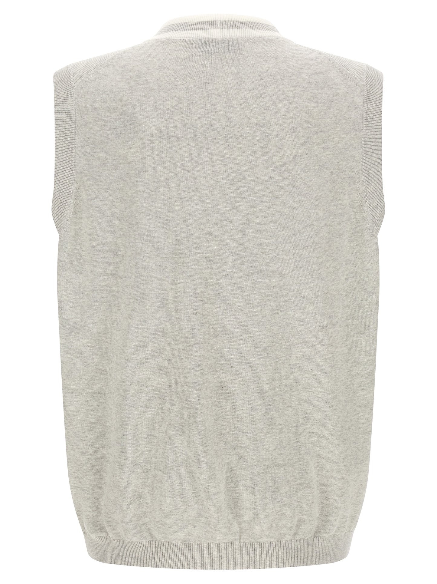 Brunello Cucinelli Gray Cotton Sleeveless Sweater