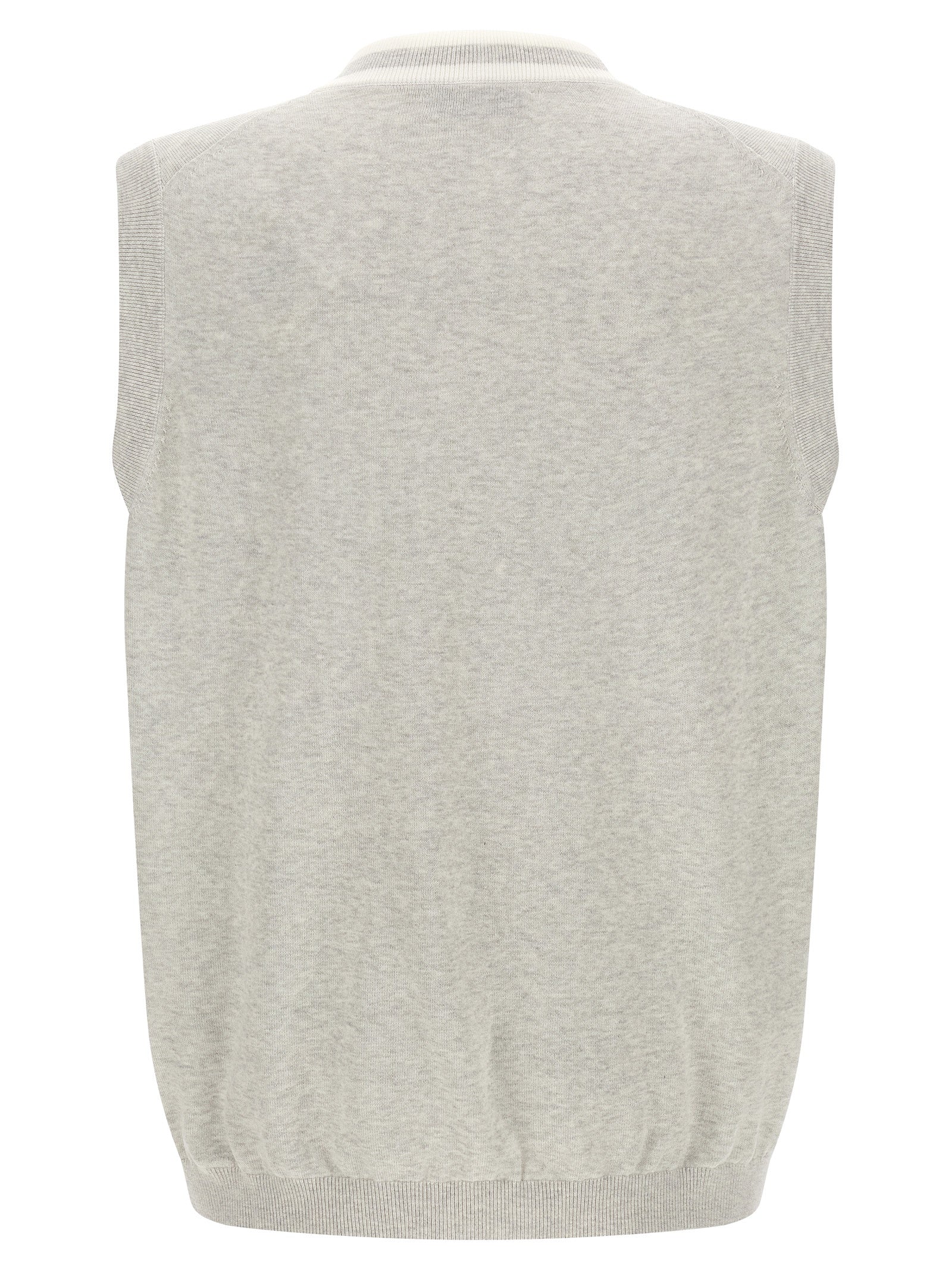 Brunello Cucinelli Gray Cotton Sleeveless Sweater