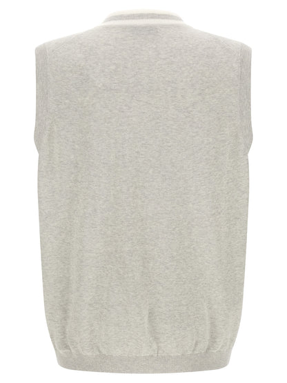 Brunello Cucinelli Gray Cotton Sleeveless Sweater