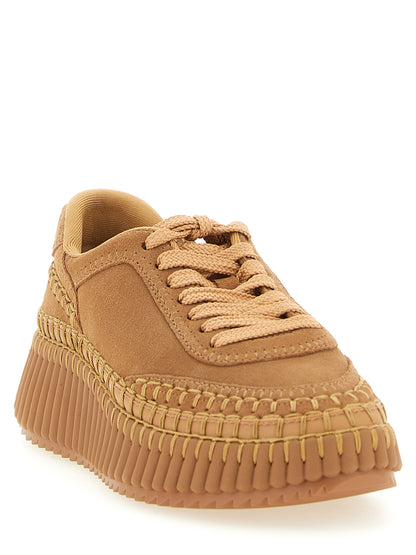 Chloé Nama Beige Platform Sneakers