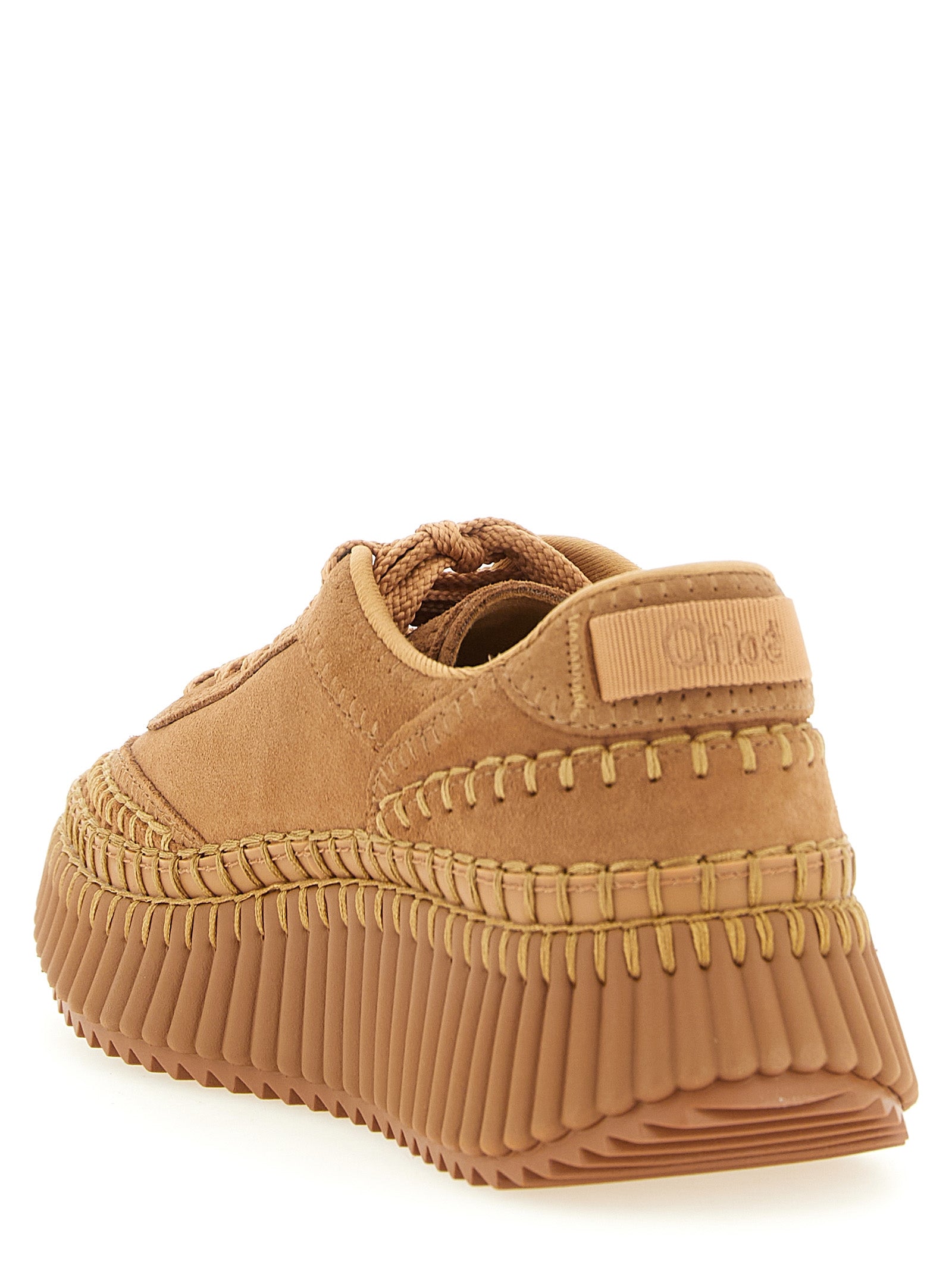 Chloé Nama Beige Platform Sneakers