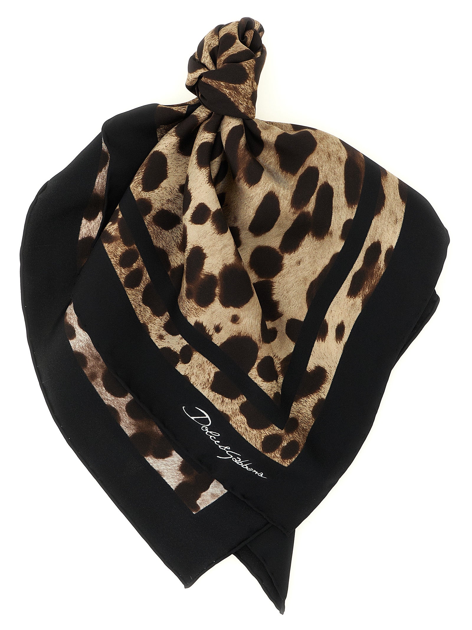 Dolce & Gabbana Brown Leopard Silk Scarf