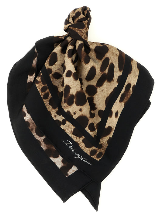Dolce & Gabbana Brown Leopard Silk Scarf