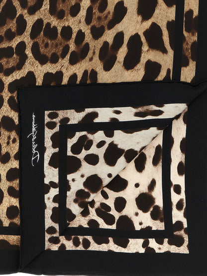 Dolce & Gabbana Brown Leopard Silk Scarf