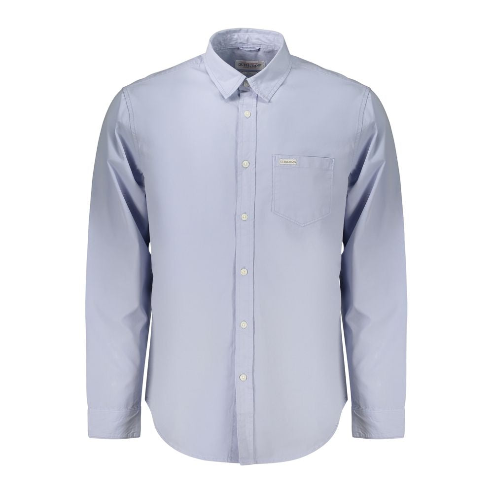 Guess Jeans Azzurro Cotton Men Shirt - Light Blue Slim-Fit