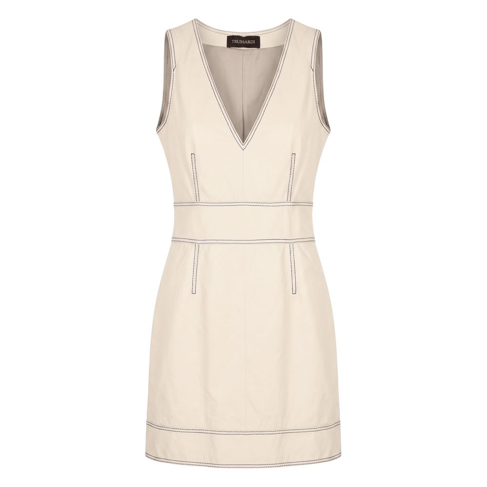 Trussardi Beige Faux-Leather Sleeveless Mini Dress