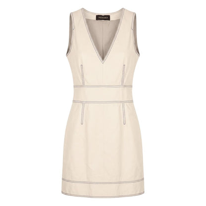 Trussardi Beige Faux-Leather Sleeveless Mini Dress