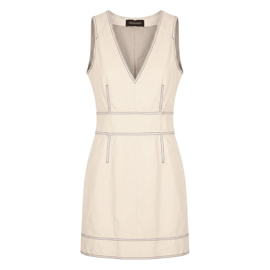 Trussardi Beige Faux-Leather Sleeveless Mini Dress