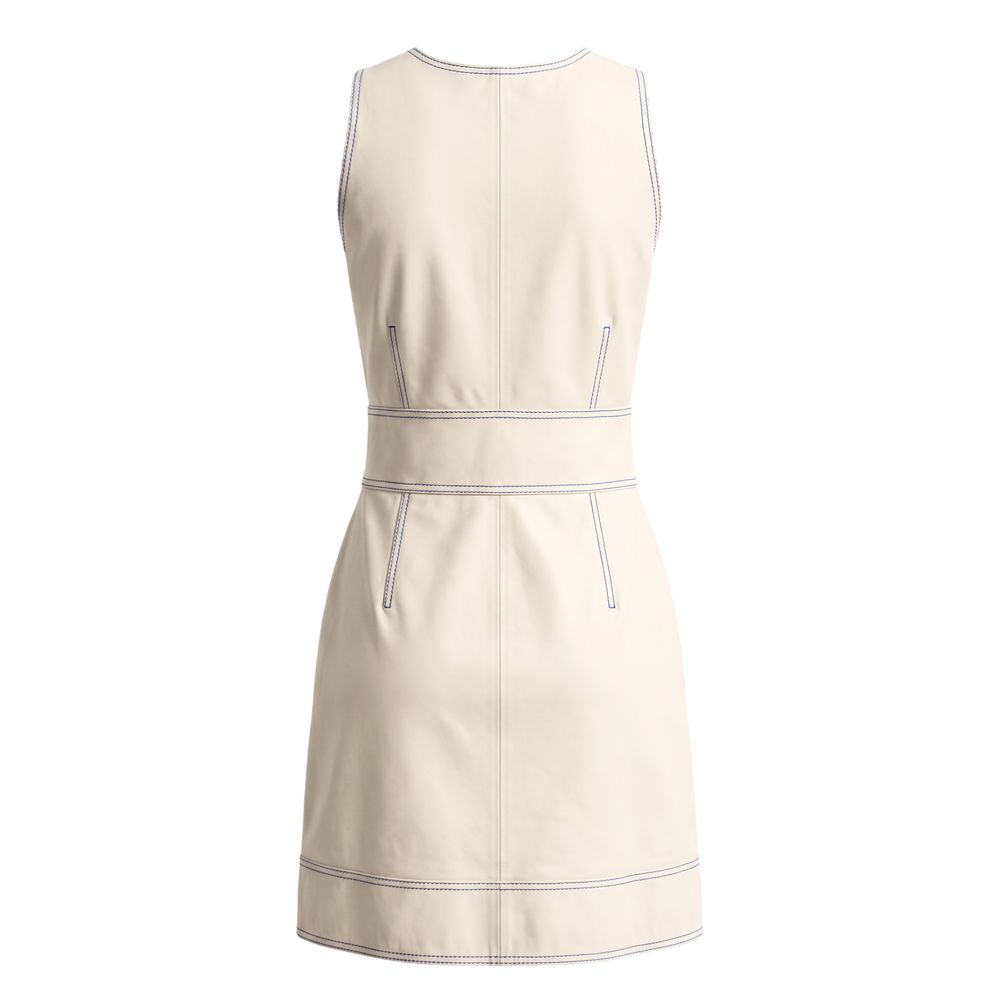 Trussardi Beige Faux-Leather Sleeveless Mini Dress