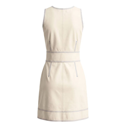 Trussardi Beige Faux-Leather Sleeveless Mini Dress