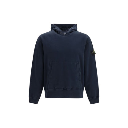Stone Island Blue Cotton Hooded Sweatshirt