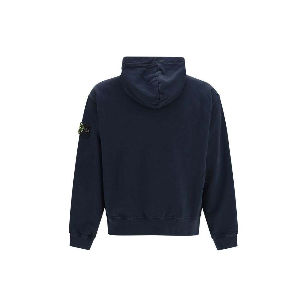 Stone Island Blue Cotton Hooded Sweatshirt