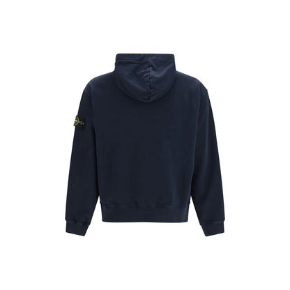 Stone Island Blue Cotton Hooded Sweatshirt