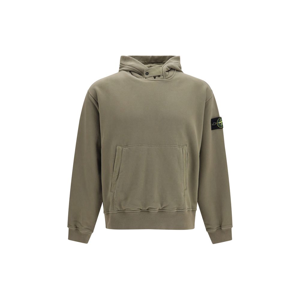 Stone Island Bicolor Cotton Hooded Sweatshirt with Front Pocket in Various Sizes