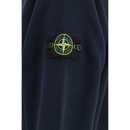 Stone Island Blue Cotton Hooded Sweatshirt