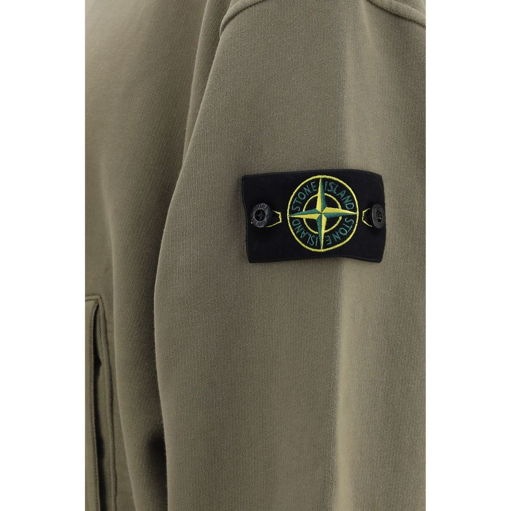 Stone Island Bicolor Cotton Hooded Sweatshirt with Front Pocket in Various Sizes