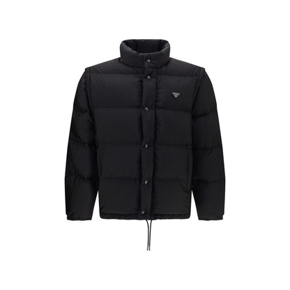 Prada Black Puffer Jacket Re-Nylon with Triangle Logo
