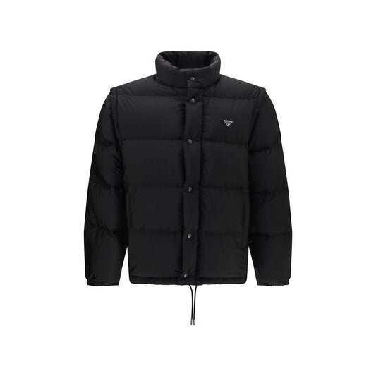 Prada Black Puffer Jacket Re-Nylon with Triangle Logo