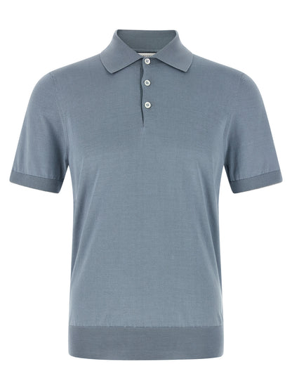 Brunello Cucinelli Blue Cotton Polo Shirt