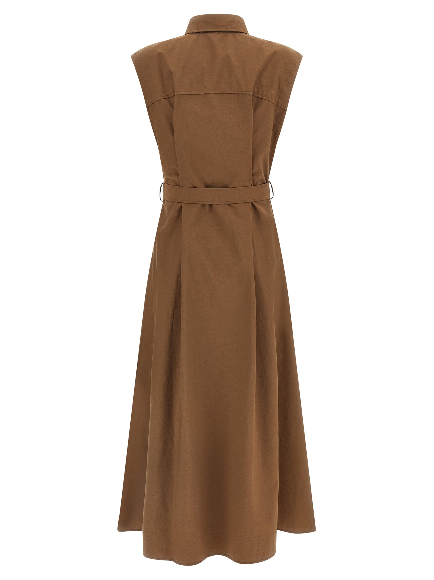Brunello Cucinelli Brown Cotton Midi Dress
