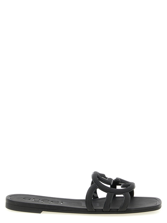 Gucci Black Rubber Slides - Lido Sandals