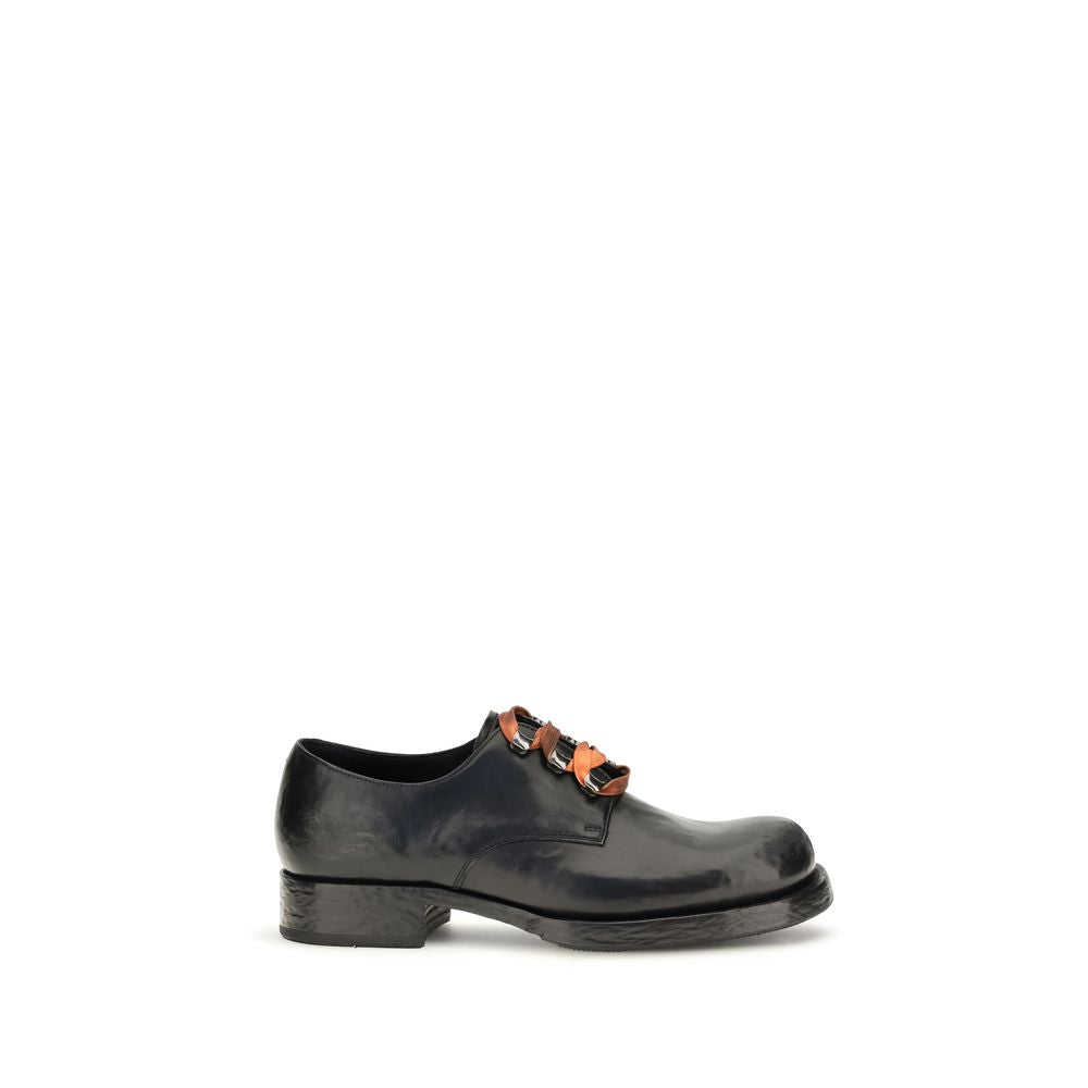 Prada Black Calf Leather Bos Taurus Oxfords and Derbies