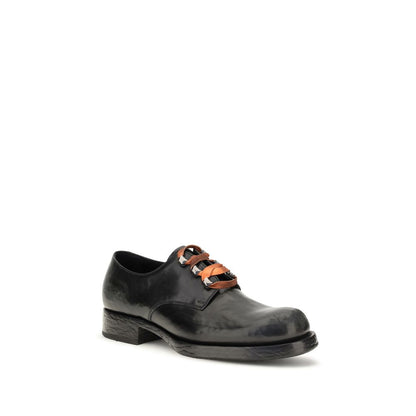 Prada Black Calf Leather Bos Taurus Oxfords and Derbies