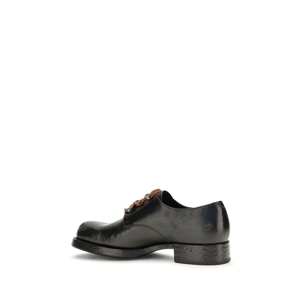 Prada Black Calf Leather Bos Taurus Oxfords and Derbies