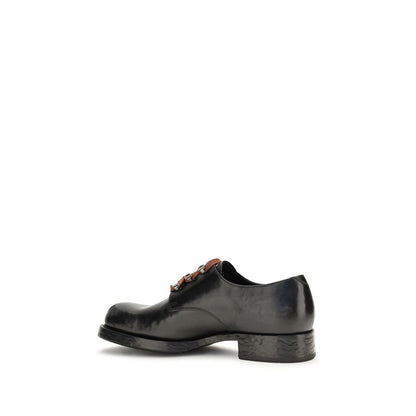 Prada Black Calf Leather Bos Taurus Oxfords and Derbies
