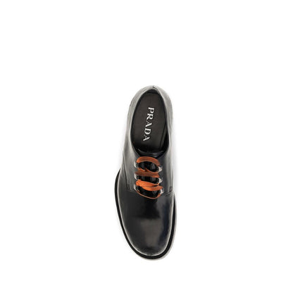 Prada Black Calf Leather Bos Taurus Oxfords and Derbies