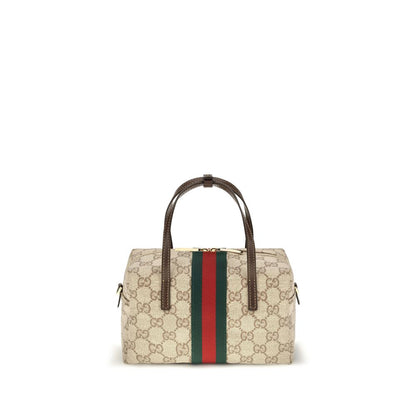 Gucci Mini Boston Handbag with Web Stripe in Beige